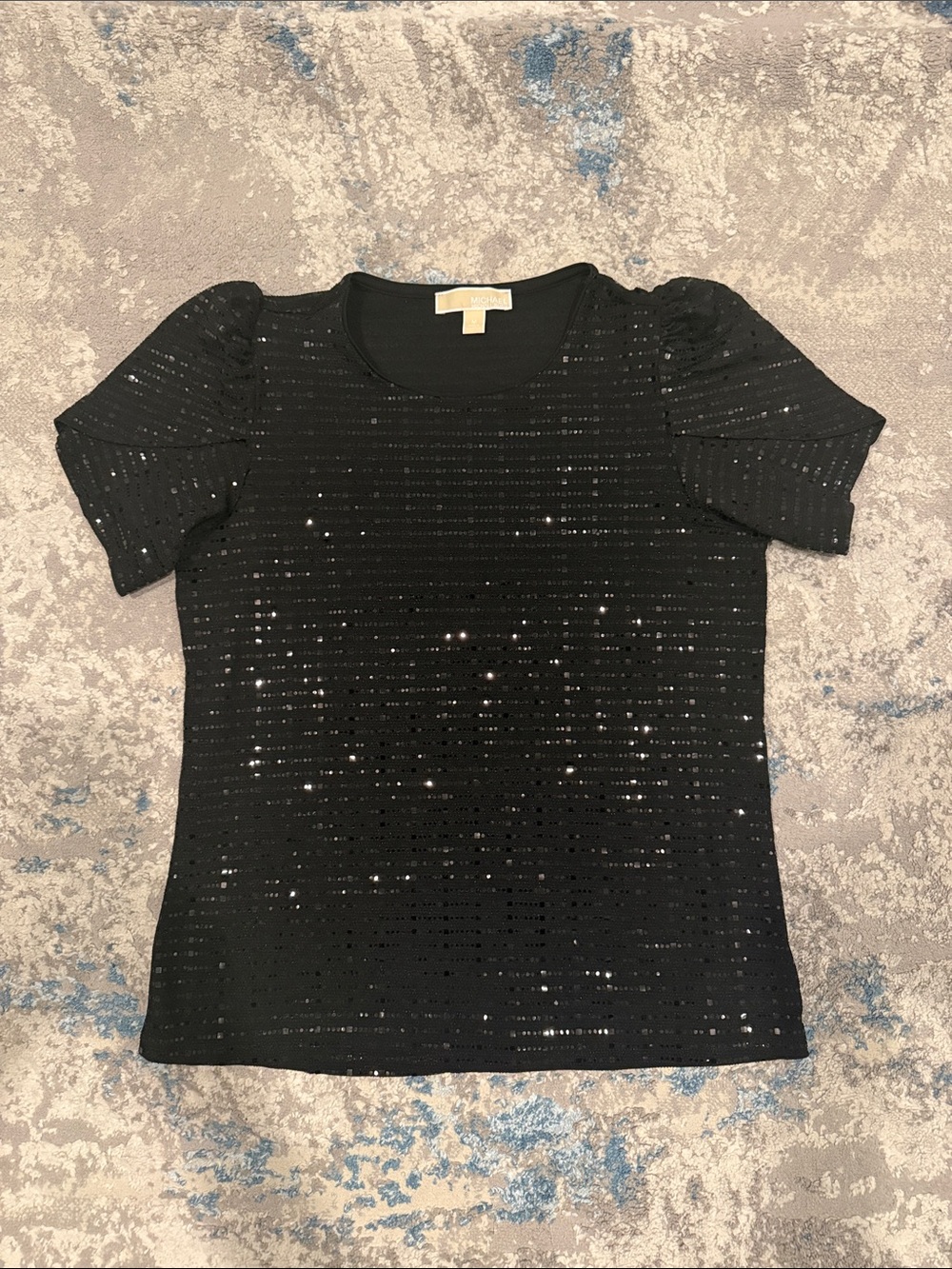 Michael Kors Black Short Sleeve Sequin Tee